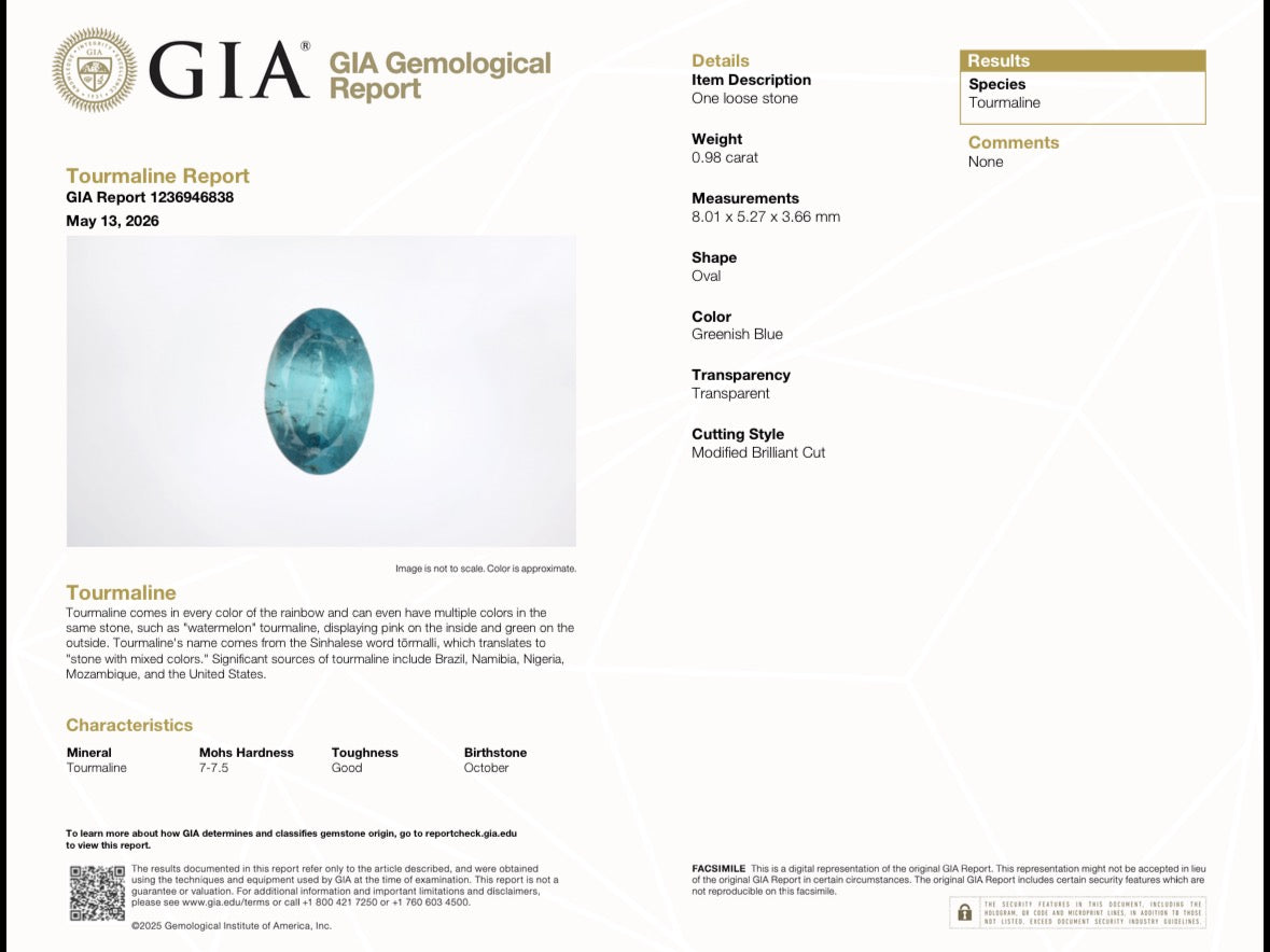 GIA Blue Tourmaline Ring No. 001